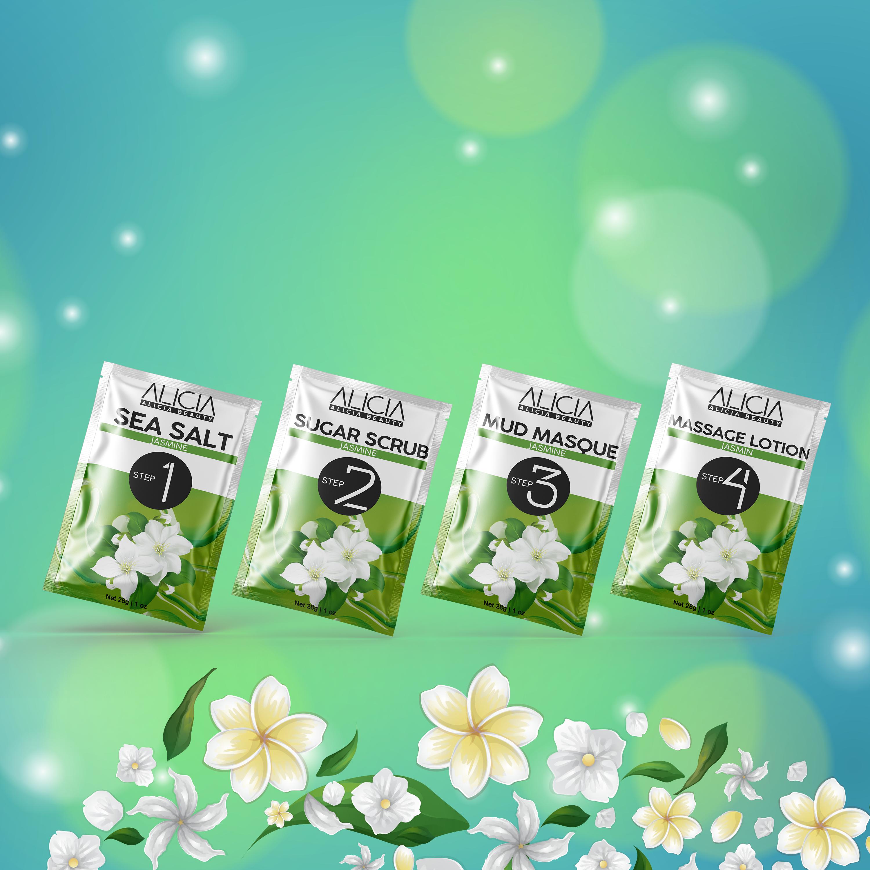 ALICIA BEAUTY Deluxe Pedicure - Jasmine - (28gr/1oz) Salt, Sugar Scrub, Mud Mask, Lotion, Pedi-Bubble, Collagen Jelly-deluxe pedicure-ALICIA BEAUTY- Nail Supply American Gel Polish - Phuong Ni ALICIA BEAUTY Deluxe Pedicure - Jasmine - (28gr/1oz) Salt, Sugar Scrub, Mud Mask, Lotion, Pedi-Bubble, Collagen Jelly-deluxe pedicure-ALICIA BEAUTY- Nail Supply American Gel Polish - Phuong Ni