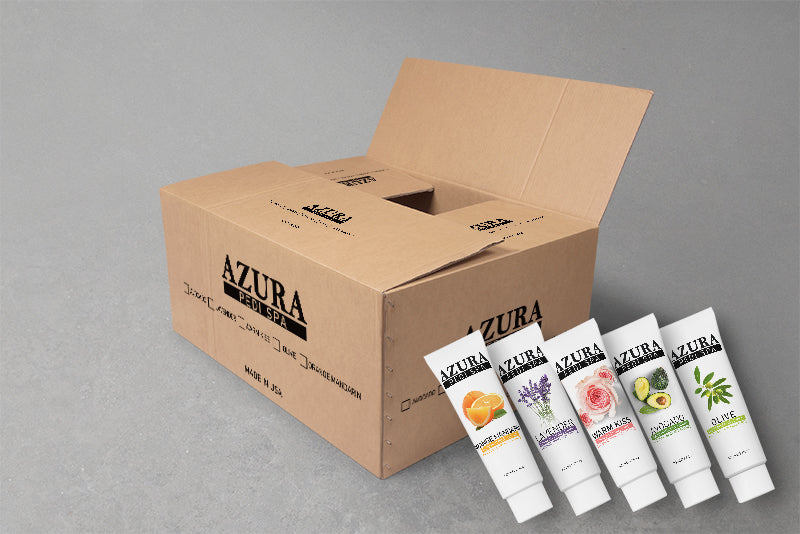 AZURA PediSpa Lotion - Mix 5 Flavors (Olive, Lavender, Orange Mandarin, Warm Kiss, Avocado) - (3.3oz/100ml) - (1box/60pcs)-lotion-AZURA-1 box/60pcs- Nail Supply American Gel Polish - Phuong Ni AZURA PediSpa Lotion - Mix 5 Flavors (Olive, Lavender, Orange Mandarin, Warm Kiss, Avocado) - (3.3oz/100ml) - (1box/60pcs)-lotion-AZURA-1 box/60pcs- Nail Supply American Gel Polish - Phuong Ni