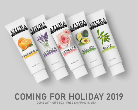 AZURA PediSpa Lotion - Mix 5 Flavors (Olive, Lavender, Orange Mandarin, Warm Kiss, Avocado) - (3.3oz/100ml) - (1box/60pcs)-lotion-AZURA- Nail Supply American Gel Polish - Phuong Ni AZURA PediSpa Lotion - Mix 5 Flavors (Olive, Lavender, Orange Mandarin, Warm Kiss, Avocado) - (3.3oz/100ml) - (1box/60pcs)-lotion-AZURA- Nail Supply American Gel Polish - Phuong Ni
