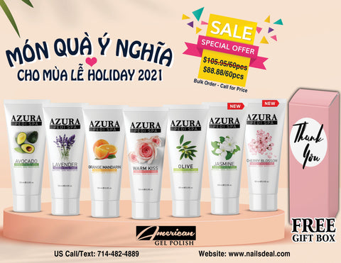COMBO - AZURA lotion (7 scents) - 60pcs/box - (100ml/3.4oz) - For Holiday Gift included Gift boxes-lotion-AZURA- Nail Supply American Gel Polish - Phuong Ni COMBO - AZURA lotion (7 scents) - 60pcs/box - (100ml/3.4oz) - For Holiday Gift included Gift boxes-lotion-AZURA- Nail Supply American Gel Polish - Phuong Ni