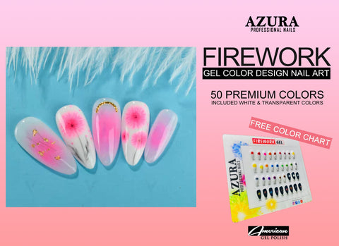 (COMBO) FIREWORK - 50 colors (Ice Flower/Snow Flakes/ Halo Dye Dandelion) Nail Art Design-gel-AZURA- Nail Supply American Gel Polish - Phuong Ni
