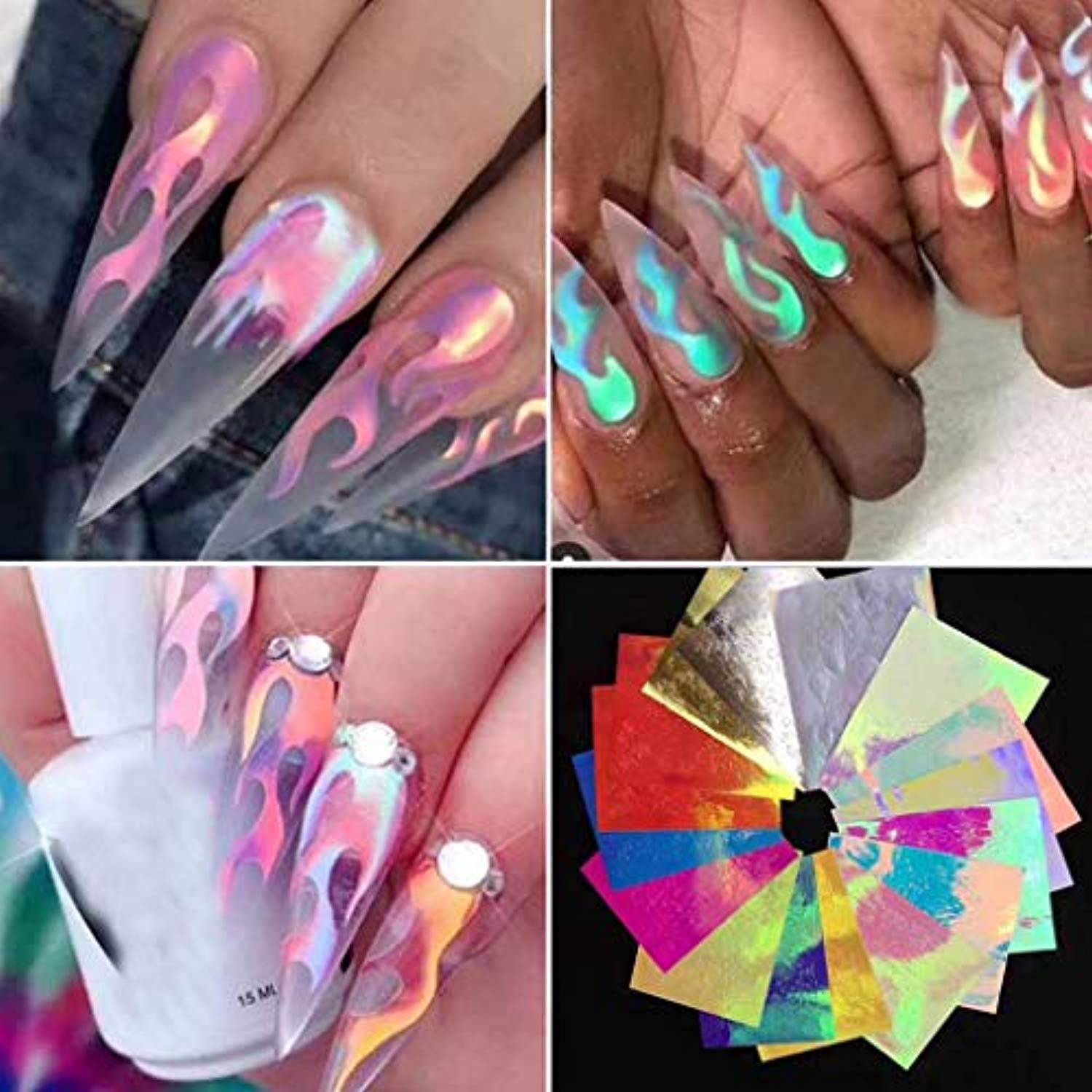 Holographic Fire Flame Nail Art Decals 3D (16pcs)-nail art-JAYDEN- Nail Supply American Gel Polish - Phuong Ni Holographic Fire Flame Nail Art Decals 3D (16pcs)-nail art-JAYDEN- Nail Supply American Gel Polish - Phuong Ni