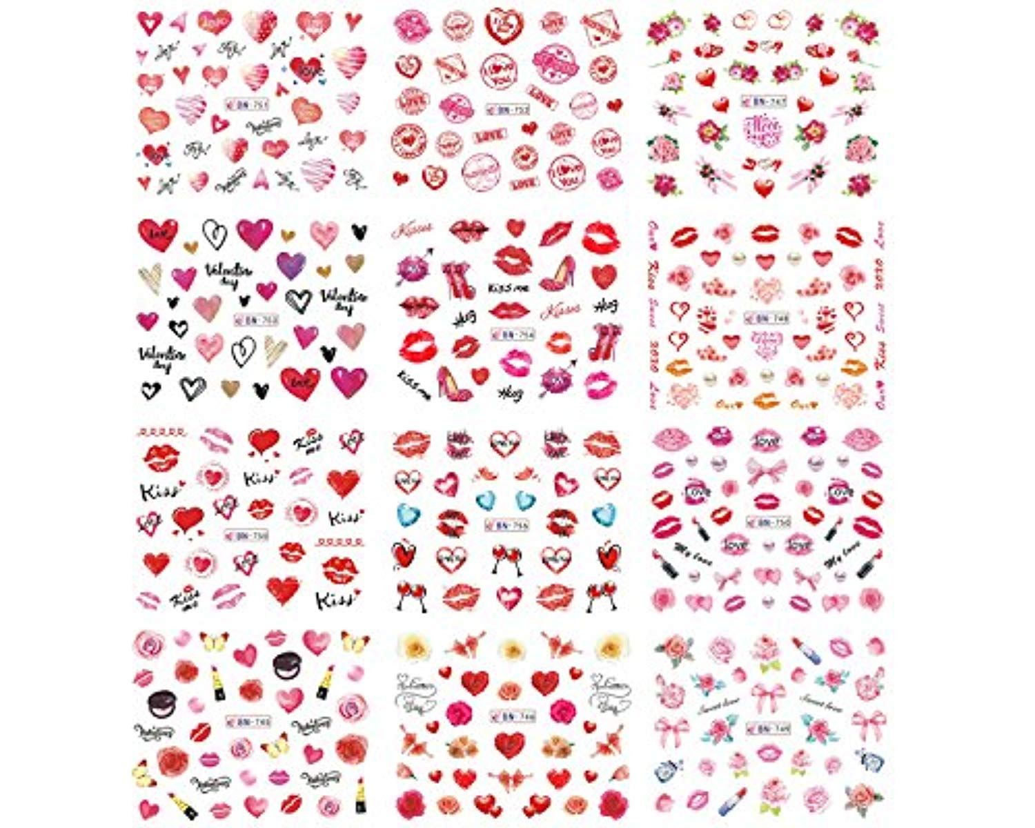 Valentine Nail Sticker - Red Flowers & Heart (24 sheets)-Nail Sticker-JAYDEN- Nail Supply American Gel Polish - Phuong Ni Valentine Nail Sticker - Red Flowers & Heart (24 sheets)-Nail Sticker-JAYDEN- Nail Supply American Gel Polish - Phuong Ni