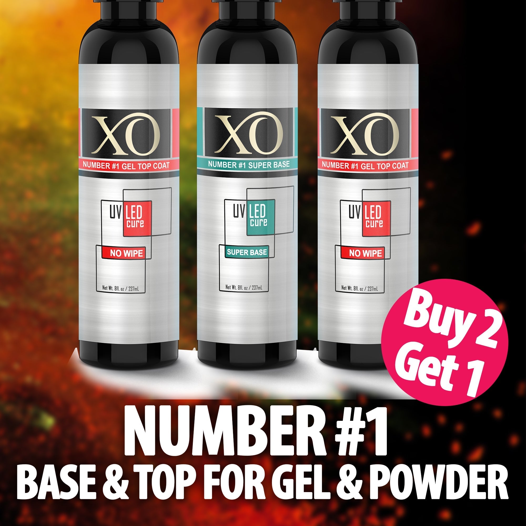 XO Base & Top Gel Refill 8oz (Buy 2 Get 1 Free)
