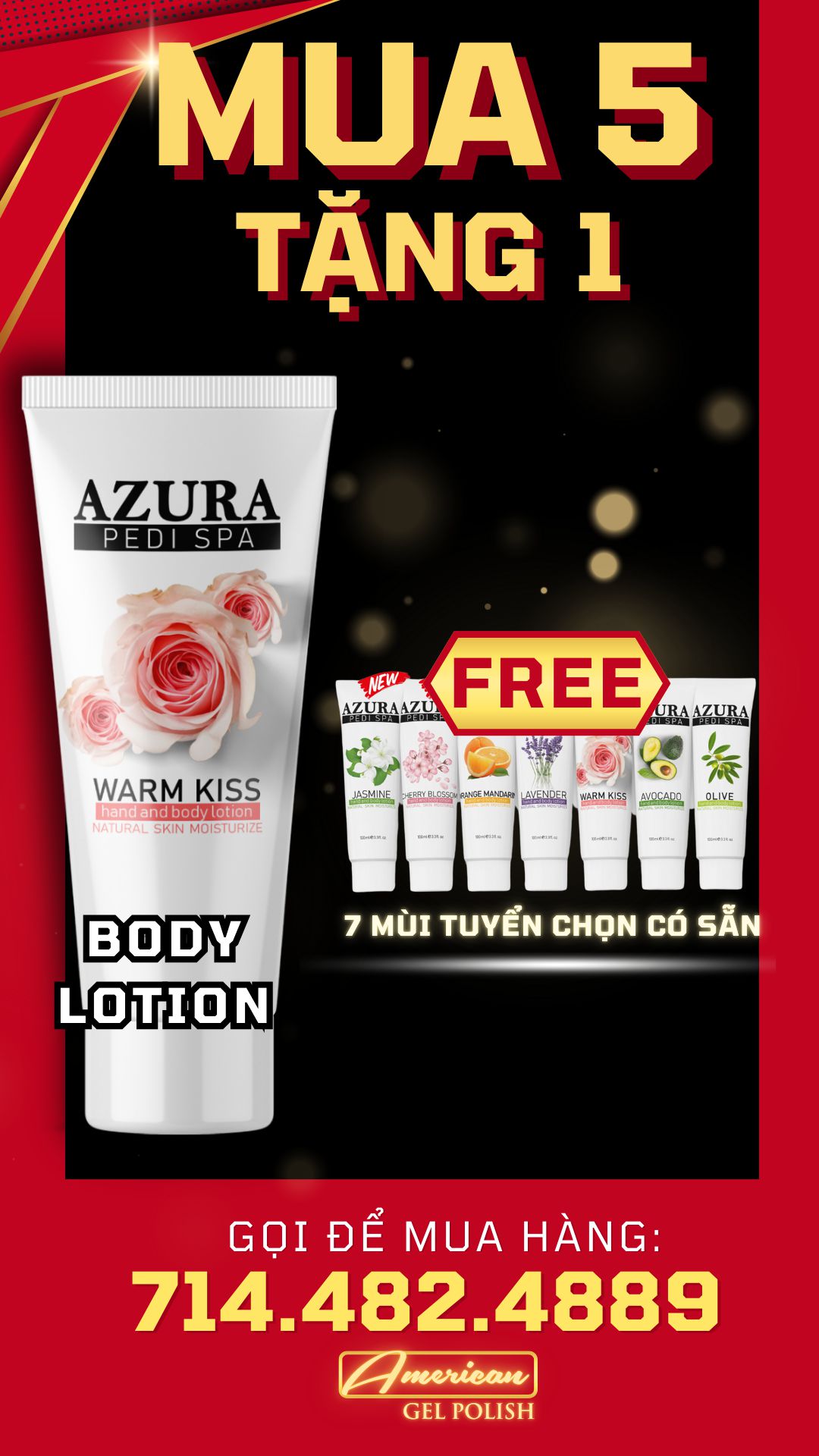 [BLACK FRIDAY 2024] AZURA Lotion - Mua 5 tặng 1-Nails Deal & Beauty Supply- Nail Supply American Gel Polish - Phuong Ni