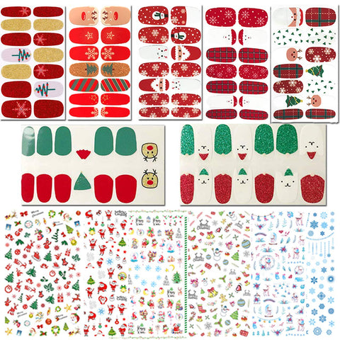 5D Embossed Flowers Nail Stickers (4 Sheets)-Nail Sticker-JAYDEN-Christmas, Full Warp and Patterns, 15 Sheets- Nail Supply American Gel Polish - Phuong Ni