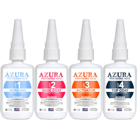 AZURA Liquid Dip Refill Size (4oz/120ml) Dipping Powder System Essential for Nail Art DIY, No Nail Lamp Needed-AZURA- Nail Supply American Gel Polish - Phuong Ni