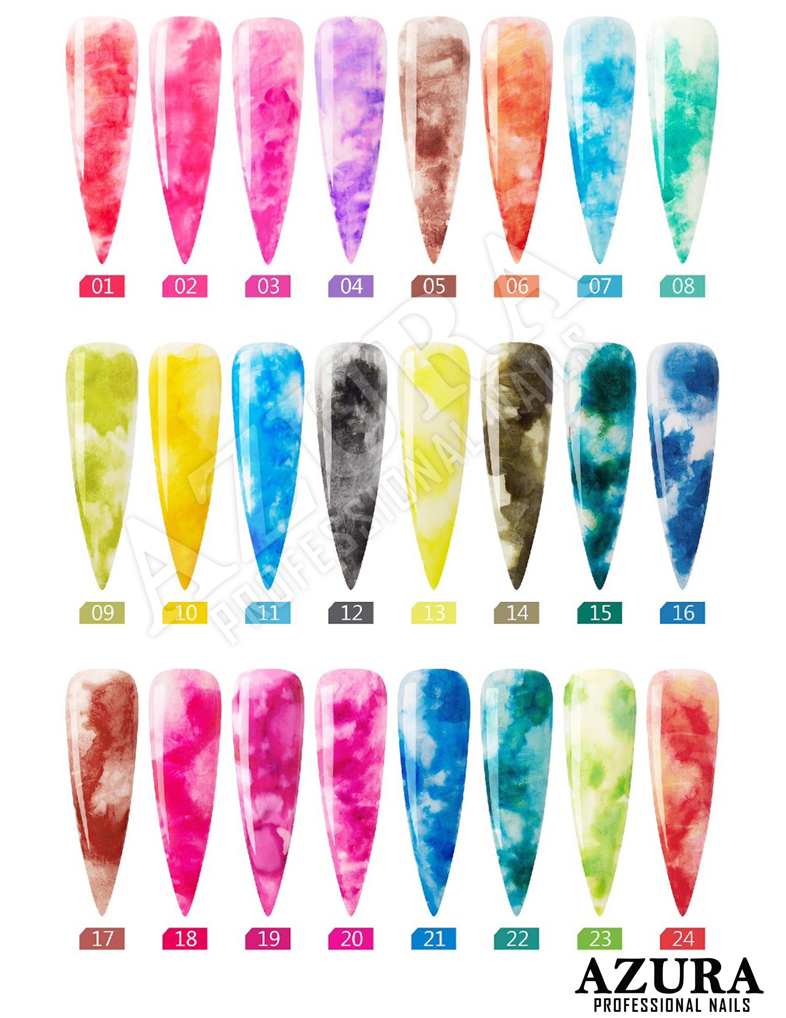 AZURA - Marble Ink Collection (24 colors) - (0.5/15ml) – Nails Deal ...