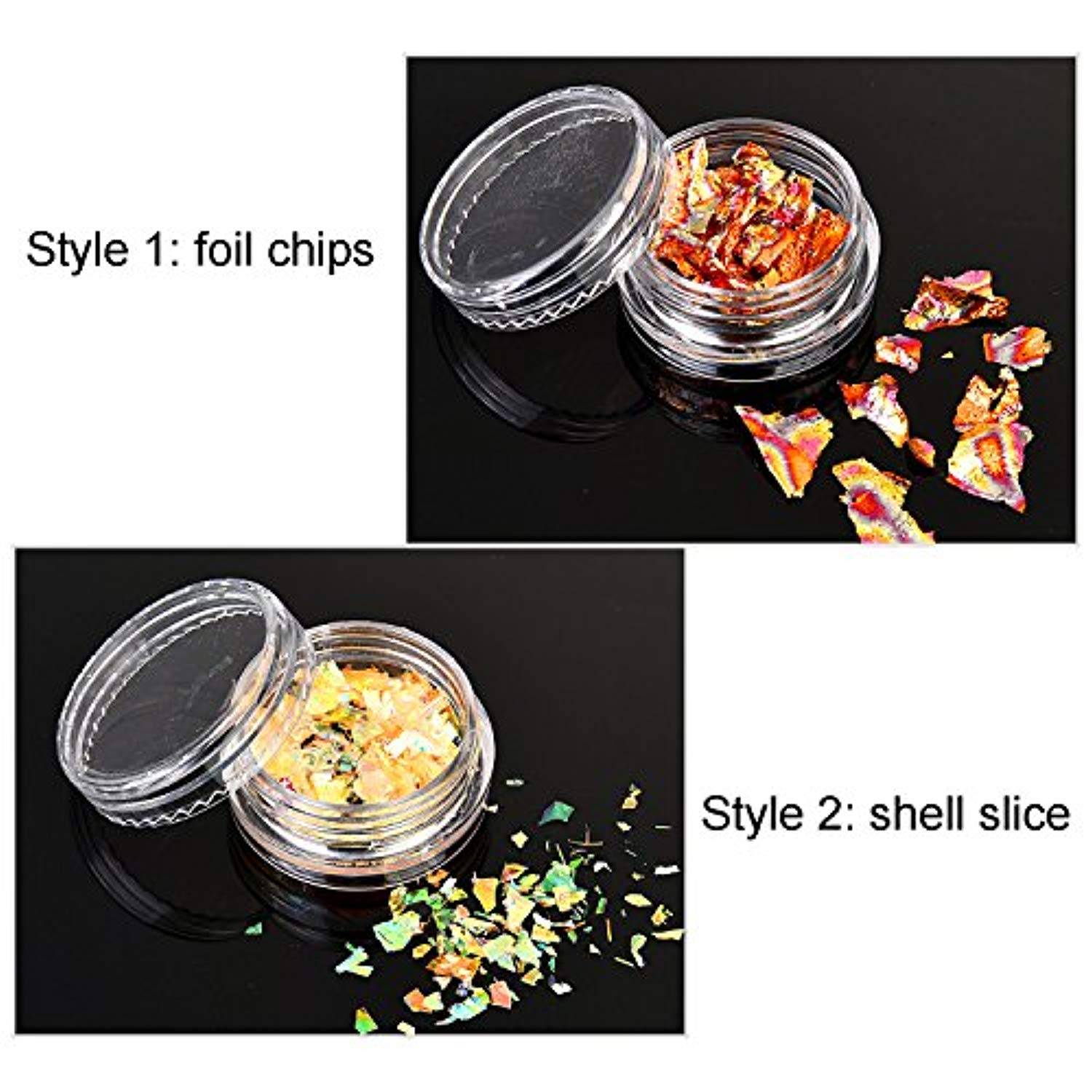 Chip Foil Nail Glitter and Ice Mylar Shell Foil Slice (24pcs)-BBTO- Nail Supply American Gel Polish - Phuong Ni