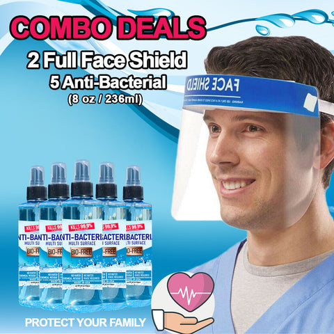 Combo Face Shield (2pcs) & 5 Anti-Bacterial (5pcs)-Hand Sanitize-bio-free- Nail Supply American Gel Polish - Phuong Ni