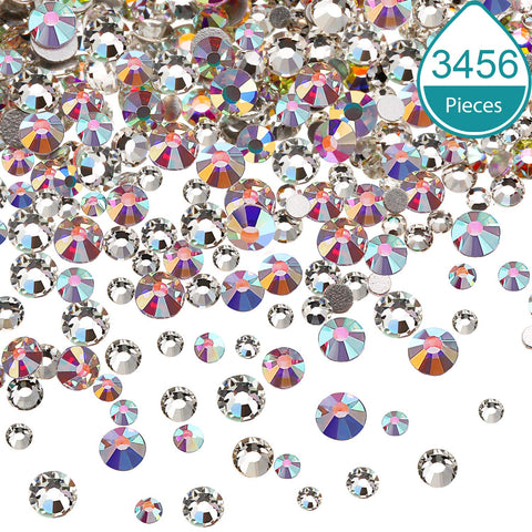 Crystal AB, Mixed All Size by packs (3,456pcs)-JAYDEN- Nail Supply American Gel Polish - Phuong Ni