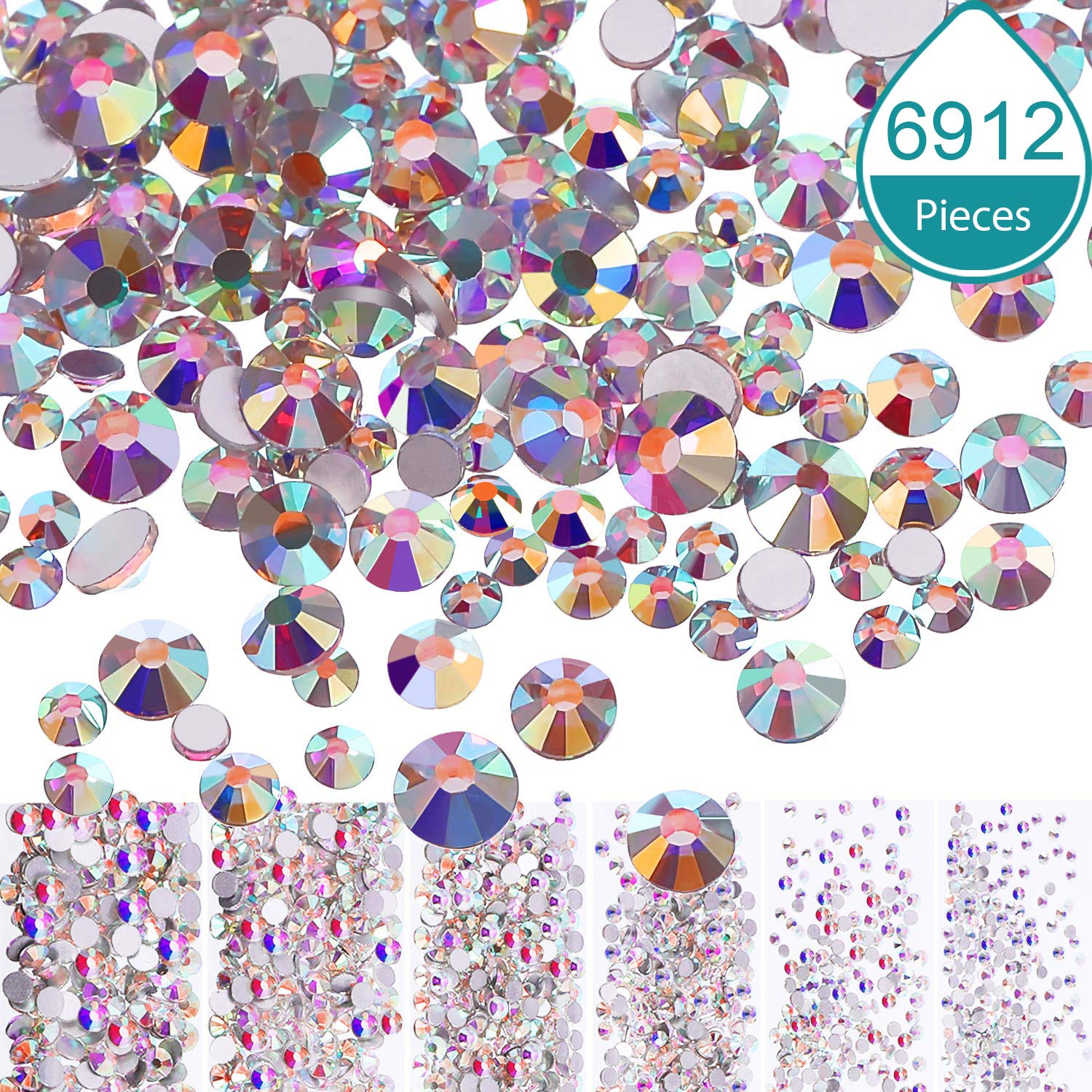 Crystal AB, Mixed All Size by packs (3,456pcs)-JAYDEN- Nail Supply American Gel Polish - Phuong Ni