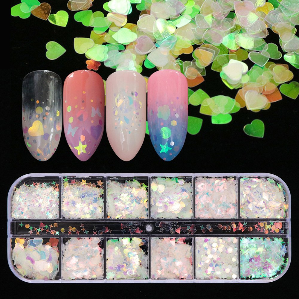 Holographic Nail Sequins Mermaid Flakes (12 Shaped)-JAYDEN- Nail Supply American Gel Polish - Phuong Ni