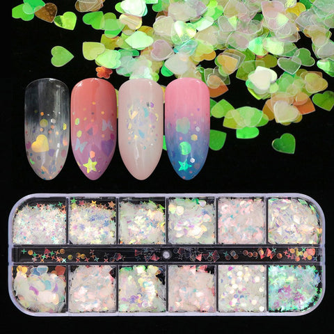 Holographic Nail Sequins Mermaid Flakes (12 Shaped)-JAYDEN- Nail Supply American Gel Polish - Phuong Ni
