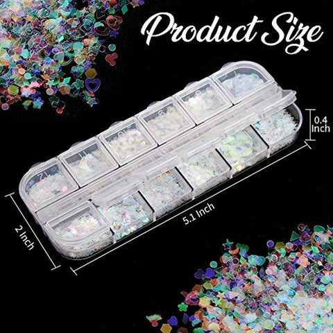Holographic Nail Sequins & Mrmaid Flakes Ultra-thin (12 Boxes)-Teenitor- Nail Supply American Gel Polish - Phuong Ni