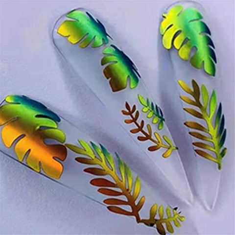 Leaf Leaves Nail Holographic Multicolor (16 sheet)-JAYDEN- Nail Supply American Gel Polish - Phuong Ni