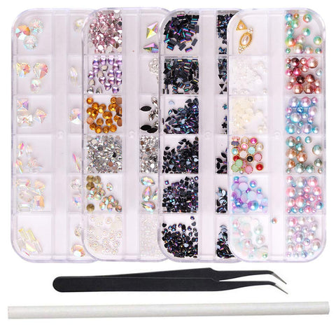 Nail Crystals And Rhinestones Rose Gold Metal (4 boxes) Free 1 Rhinestone Picker & 1 Nippers Tweezers-JAYDEN- Nail Supply American Gel Polish - Phuong Ni