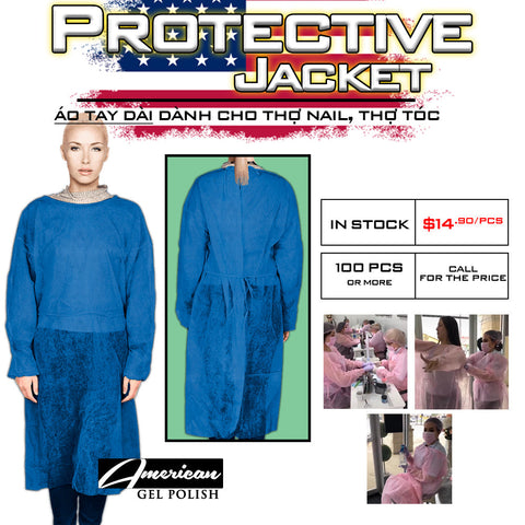 Protective Jacket for Nail Technician Nonwoven (Long-sleeve) - lab coat fabric-Protective Jacket-AZURA- Nail Supply American Gel Polish - Phuong Ni