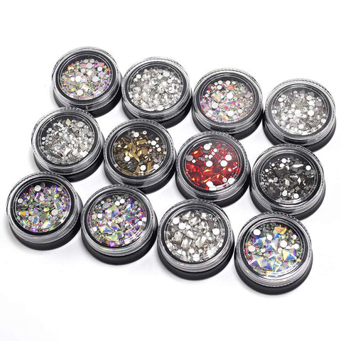 Rhinestones Diamonds Crystals Metal Studs Beads Gems mixed (12 boxes)-JAYDEN- Nail Supply American Gel Polish - Phuong Ni