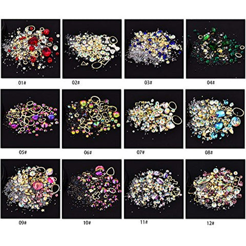 Rhinestones Diamonds Crystals Metal Studs Beads Gems mixed (12 boxes)-JAYDEN- Nail Supply American Gel Polish - Phuong Ni