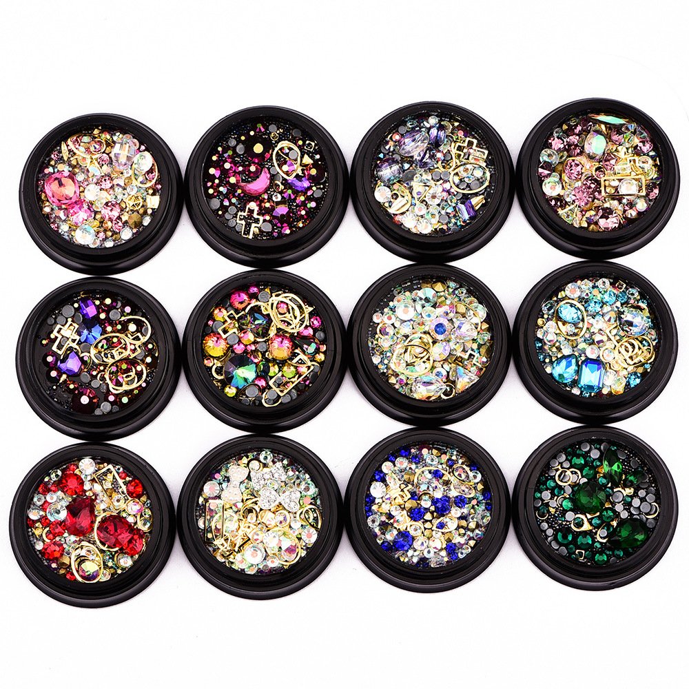 Rhinestones Diamonds Crystals Metal Studs Beads Gems mixed (12 boxes)-JAYDEN- Nail Supply American Gel Polish - Phuong Ni