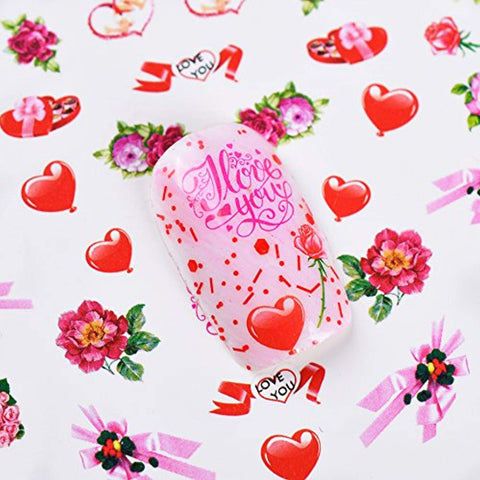 Valentine Nail Sticker - Red Flowers & Heart (24 sheets)-Nail Sticker-JAYDEN- Nail Supply American Gel Polish - Phuong Ni