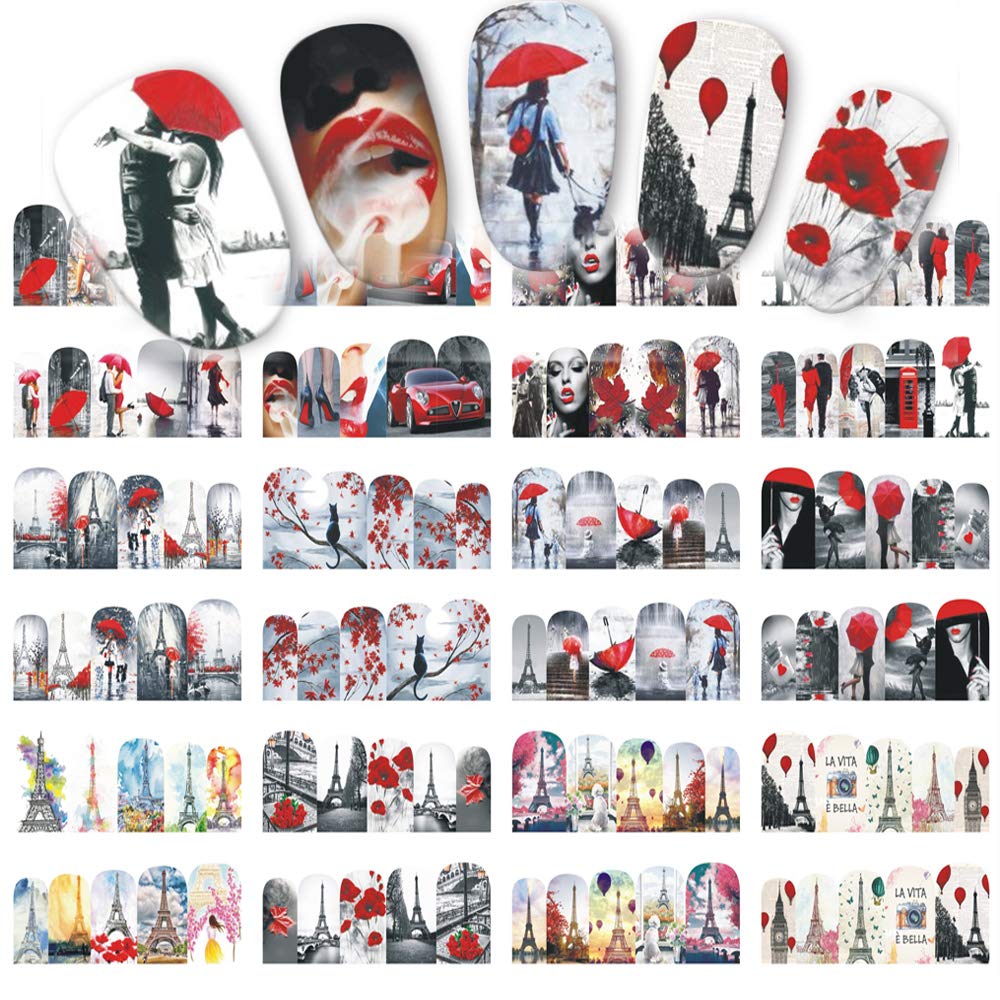 Valentine Nail Stickers - Flowers &Couple (12 sheets/120pcs)-Nail Sticker-iFancer- Nail Supply American Gel Polish - Phuong Ni