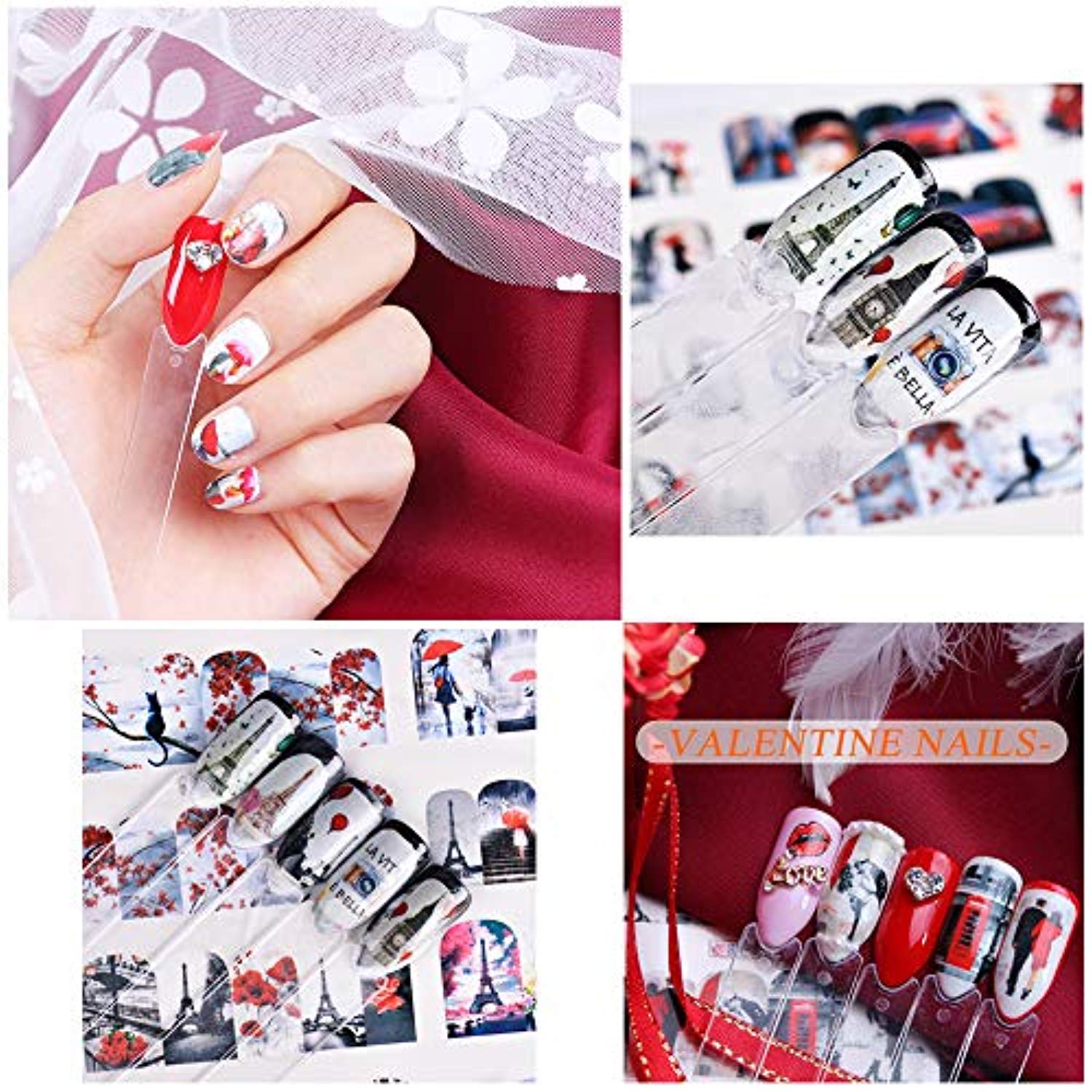 Valentine Nail Stickers - Flowers &Couple (12 sheets/120pcs)-Nail Sticker-iFancer- Nail Supply American Gel Polish - Phuong Ni