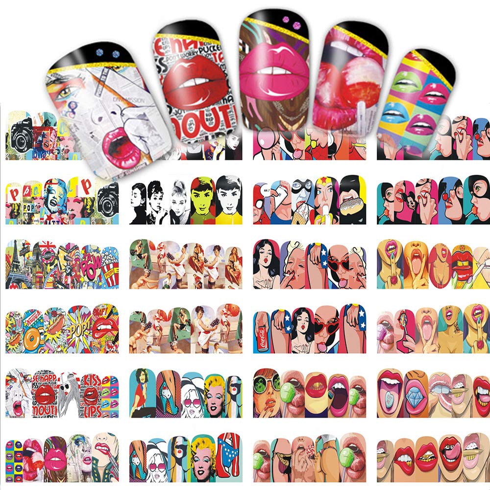 Valentine Nail Stickers - Flowers &Couple (12 sheets/120pcs)-Nail Sticker-iFancer-Sexy Pop Stars Series- Nail Supply American Gel Polish - Phuong Ni