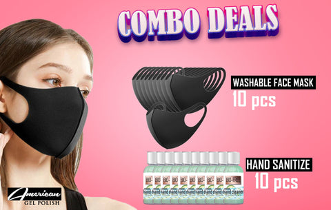 Washable Mask (10pcs) & Hand Sanitize (10pcs) - Combo-Nails Deal & Beauty Supply- Nail Supply American Gel Polish - Phuong Ni