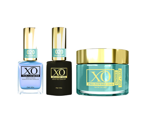XO 4in1 (Acrylic & Dip, Gel & Lacquer) - Aqua Blue - 020-XO- Nail Supply American Gel Polish - Phuong Ni