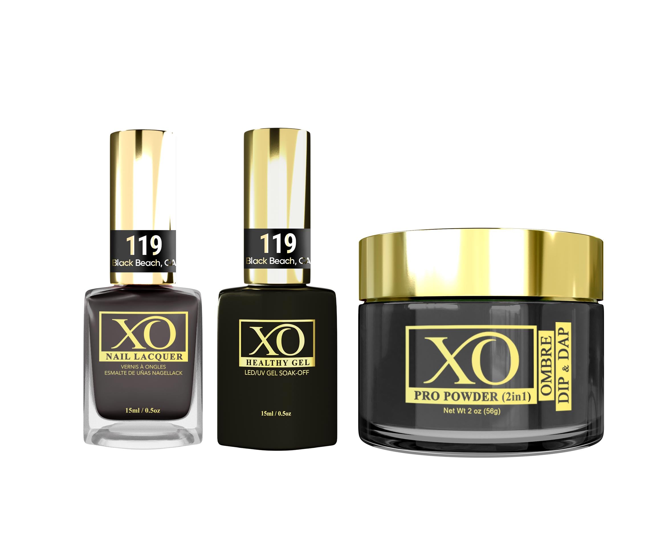 XO 4in1 (Acrylic & Dip, Gel & Lacquer) - Black Beach, CA - 119-XO- Nail Supply American Gel Polish - Phuong Ni