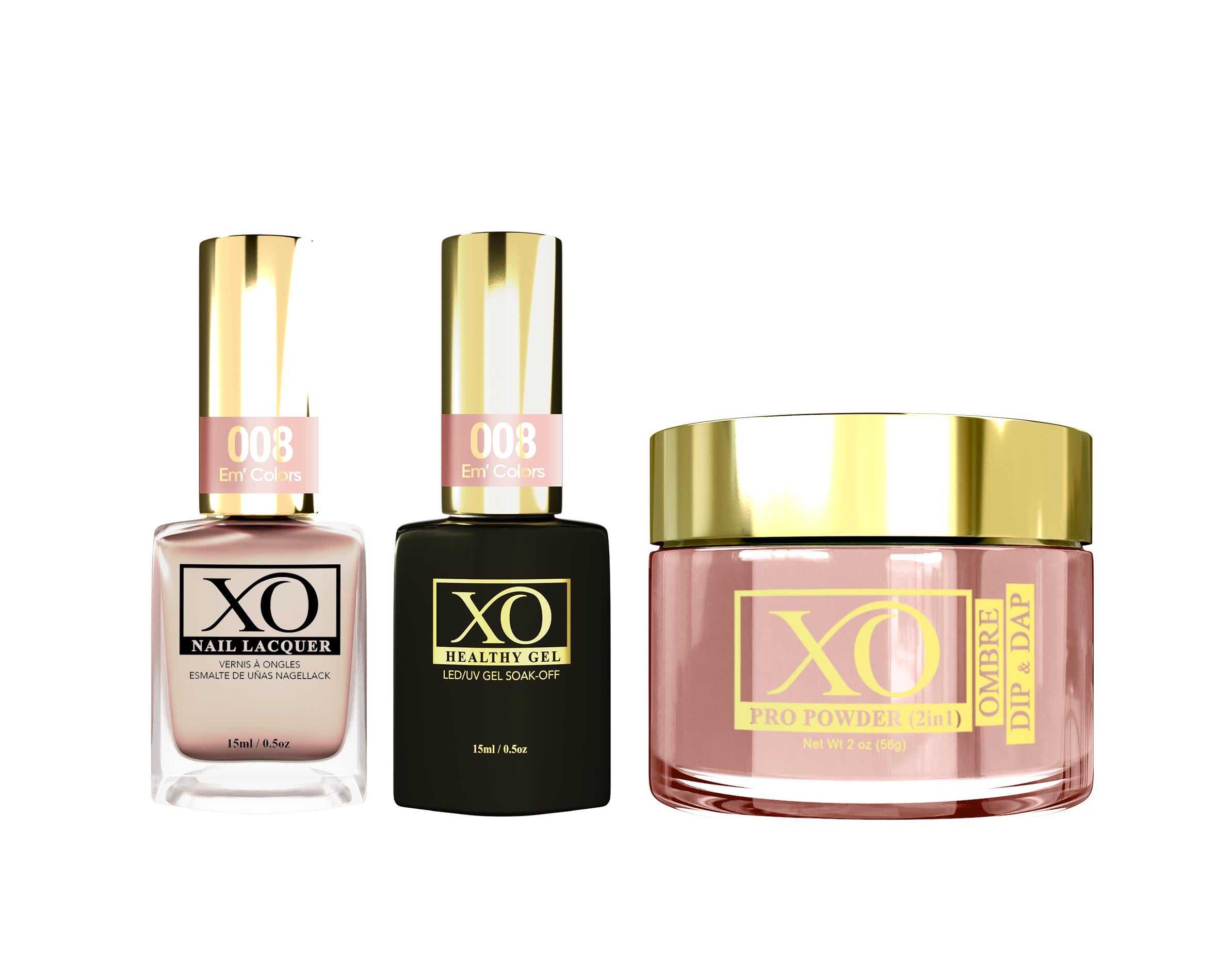 XO 4in1 (Acrylic & Dip, Gel & Lacquer) - Em' Colors - 008-XO- Nail Supply American Gel Polish - Phuong Ni