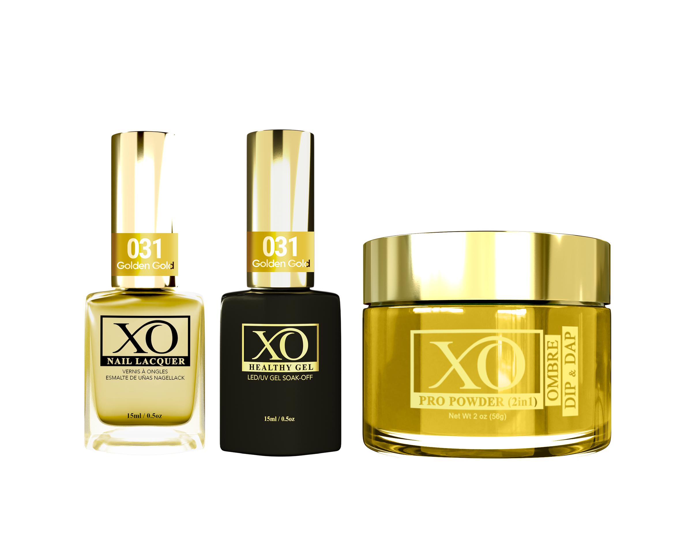 XO 4in1 (Acrylic & Dip, Gel & Lacquer) - Golden Gold - 031-XO- Nail Supply American Gel Polish - Phuong Ni