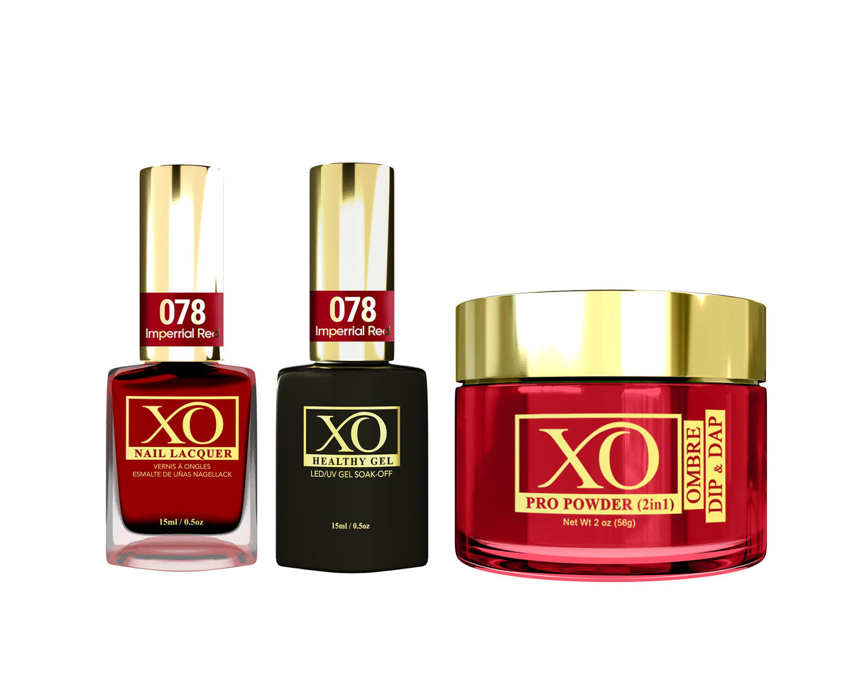 XO 4in1 (Acrylic & Dip, Gel & Lacquer) - Imperial Red - 078-XO- Nail Supply American Gel Polish - Phuong Ni