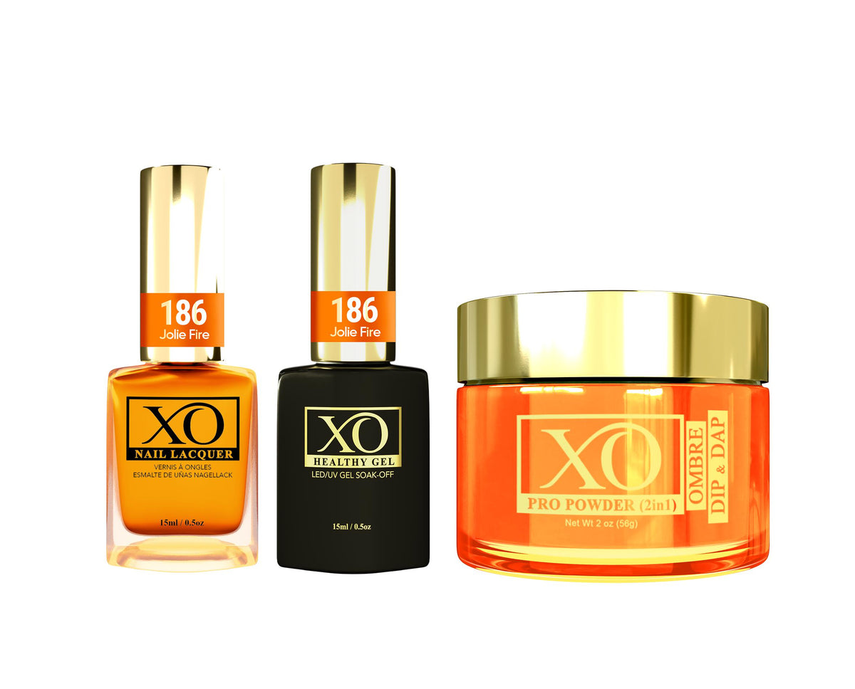 XO 4in1 (Acrylic & Dip, Gel & Lacquer) - Jolie Fire - 186-XO- Nail Supply American Gel Polish - Phuong Ni