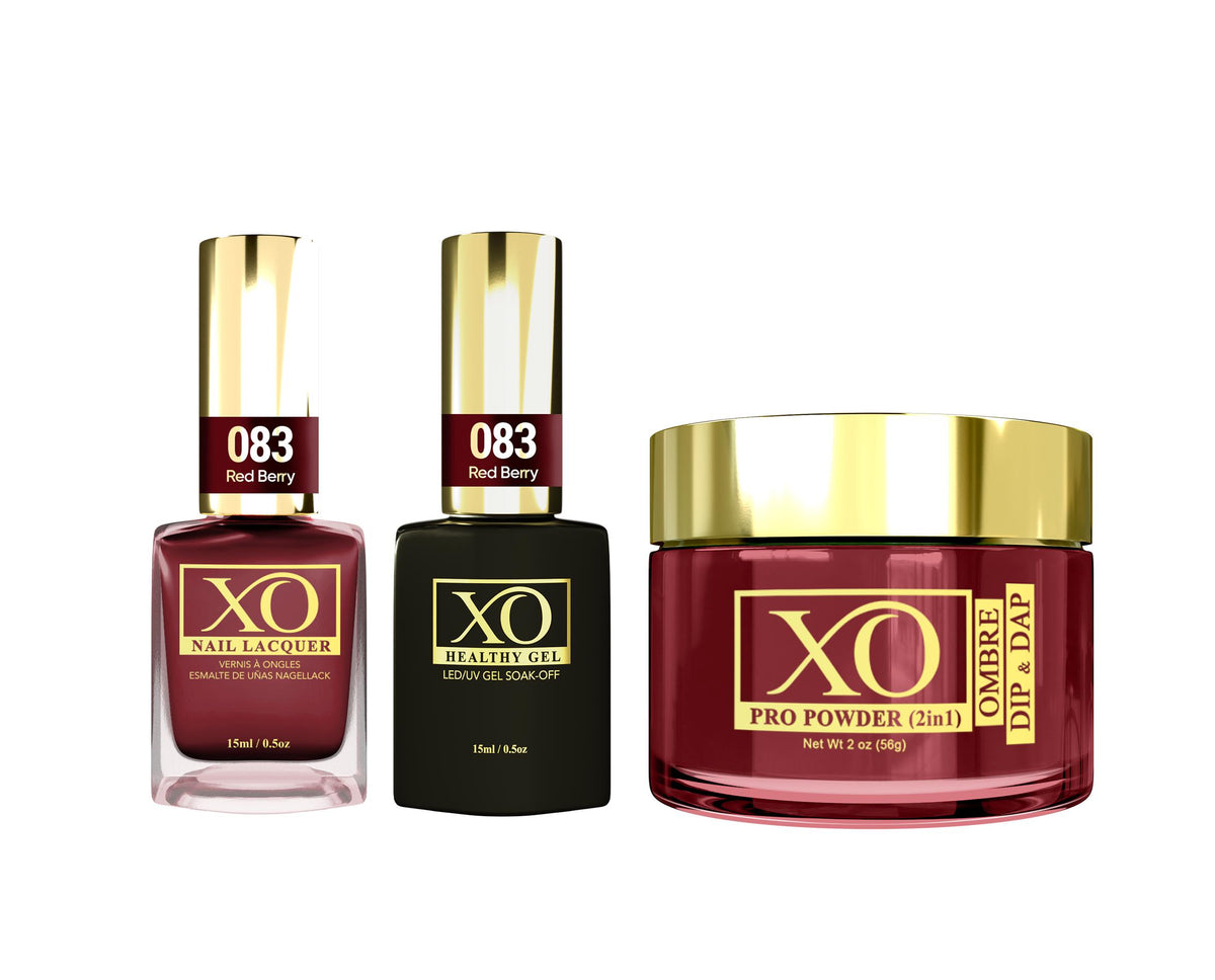 XO 4in1 (Acrylic & Dip, Gel & Lacquer) - Red Berry - 083-XO- Nail Supply American Gel Polish - Phuong Ni