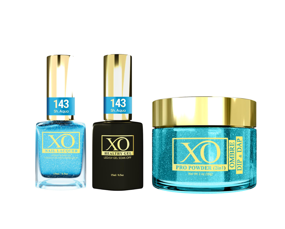 XO 4in1 (Acrylic & Dip, Gel & Lacquer) - Sh. Aqua - 143-XO- Nail Supply American Gel Polish - Phuong Ni