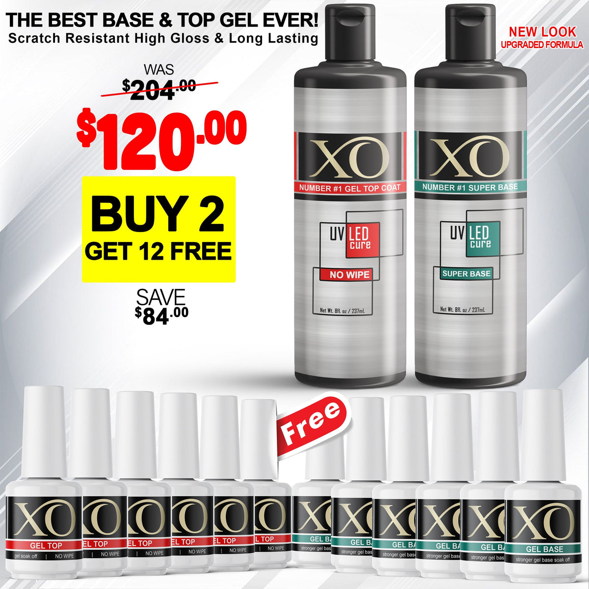 XO BASE & TOP REFILL - BUY 2 GET 12 FREE (Limited Quantity)-Base Top-XO- Nail Supply American Gel Polish - Phuong Ni