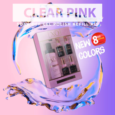 XO Essential Refill Kit (Clear Pink, Off White, Black, White) & $50 Cash Card-GEL POLISH SOAK-OFF-XO-Clear Pink (8oz & 4 empty bottles)- Nail Supply American Gel Polish - Phuong Ni